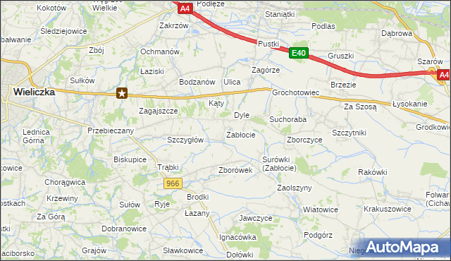 mapa Zabłocie gmina Biskupice, Zabłocie gmina Biskupice na mapie Targeo