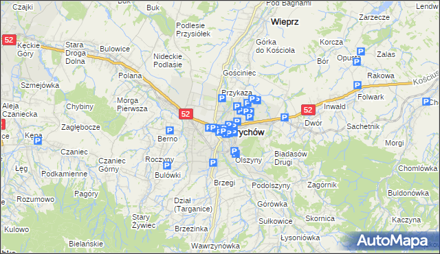 mapa Andrychów, Andrychów na mapie Targeo