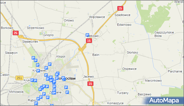 mapa Balin gmina Inowrocław, Balin gmina Inowrocław na mapie Targeo