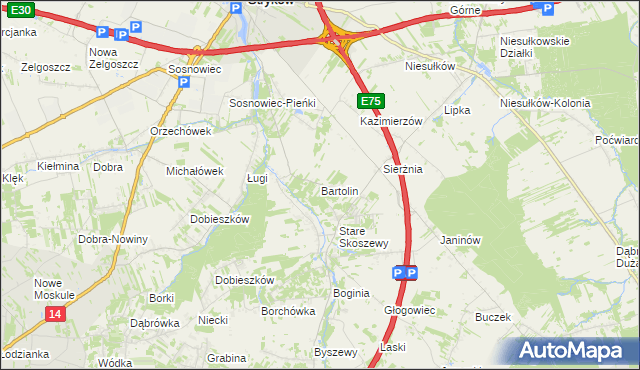 mapa Bartolin, Bartolin na mapie Targeo