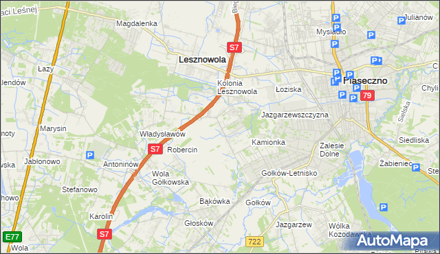 mapa Bobrowiec gmina Piaseczno, Bobrowiec gmina Piaseczno na mapie Targeo