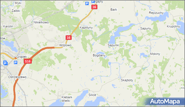 mapa Bogdany gmina Barczewo, Bogdany gmina Barczewo na mapie Targeo