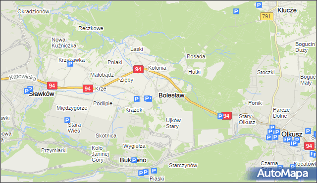 mapa Bolesław powiat olkuski, Bolesław powiat olkuski na mapie Targeo