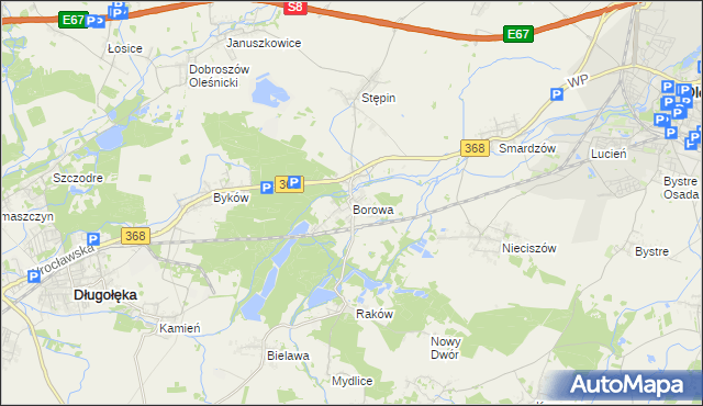 mapa Borowa gmina Długołęka, Borowa gmina Długołęka na mapie Targeo