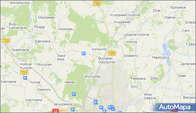 mapa Bukowiec Opoczyński, Bukowiec Opoczyński na mapie Targeo