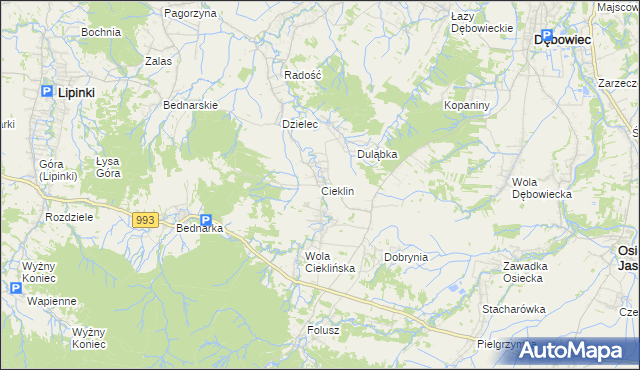 mapa Cieklin, Cieklin na mapie Targeo