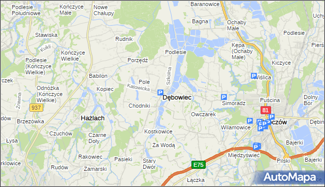 mapa Dębowiec powiat cieszyński, Dębowiec powiat cieszyński na mapie Targeo