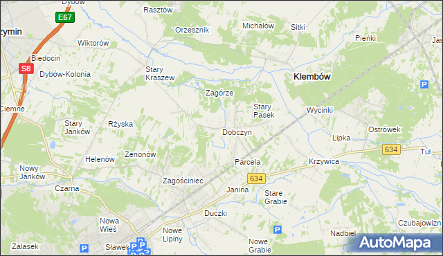 mapa Dobczyn gmina Klembów, Dobczyn gmina Klembów na mapie Targeo