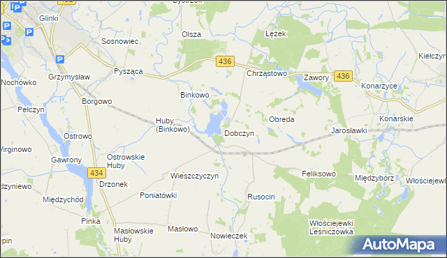 mapa Dobczyn gmina Śrem, Dobczyn gmina Śrem na mapie Targeo