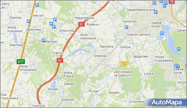 mapa Głosków gmina Piaseczno, Głosków gmina Piaseczno na mapie Targeo