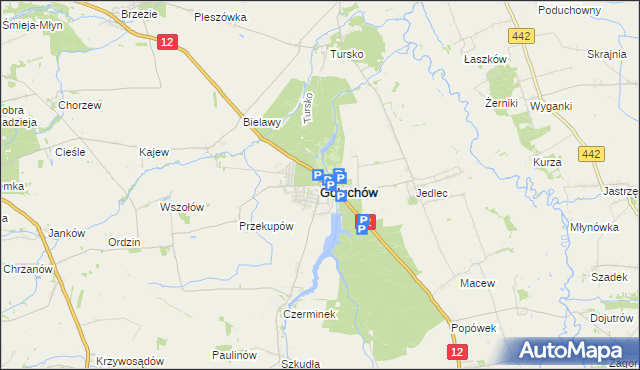 mapa Gołuchów powiat pleszewski, Gołuchów powiat pleszewski na mapie Targeo