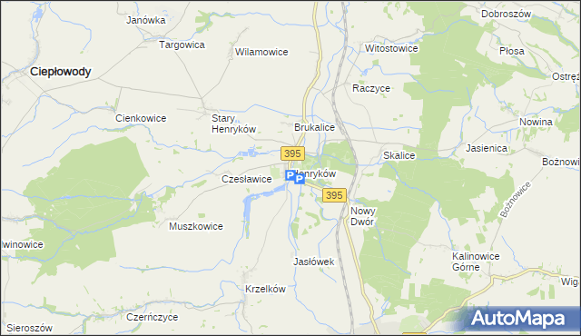 mapa Henryków gmina Ziębice, Henryków gmina Ziębice na mapie Targeo