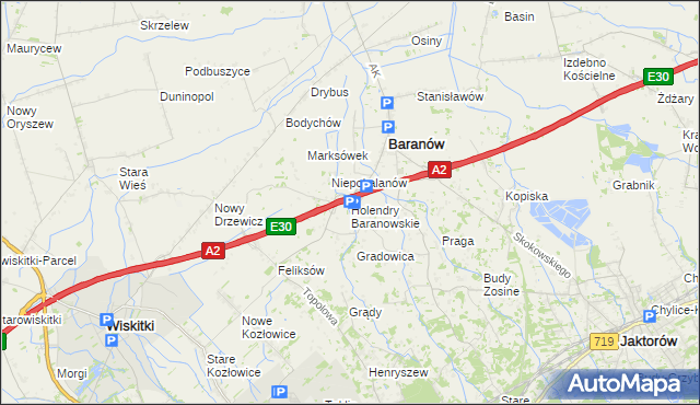mapa Holendry Baranowskie, Holendry Baranowskie na mapie Targeo
