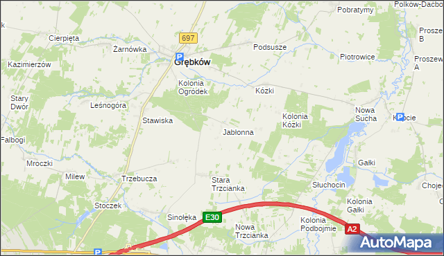 mapa Jabłonna gmina Grębków, Jabłonna gmina Grębków na mapie Targeo