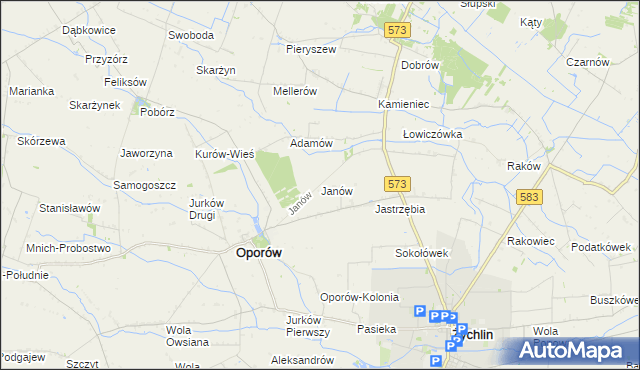 mapa Janów gmina Oporów, Janów gmina Oporów na mapie Targeo