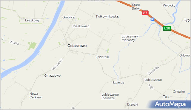 mapa Jeziernik gmina Ostaszewo, Jeziernik gmina Ostaszewo na mapie Targeo