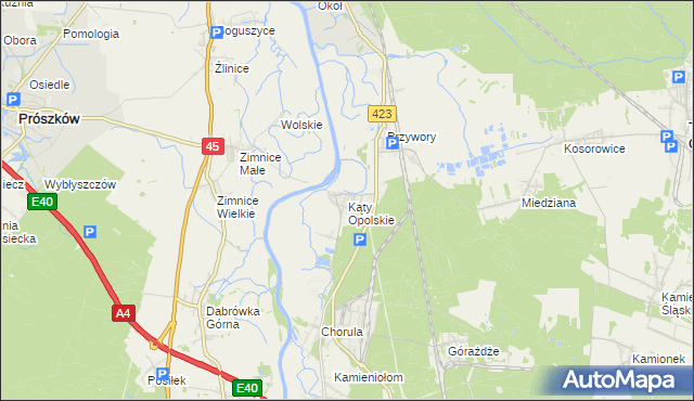 mapa Kąty Opolskie, Kąty Opolskie na mapie Targeo