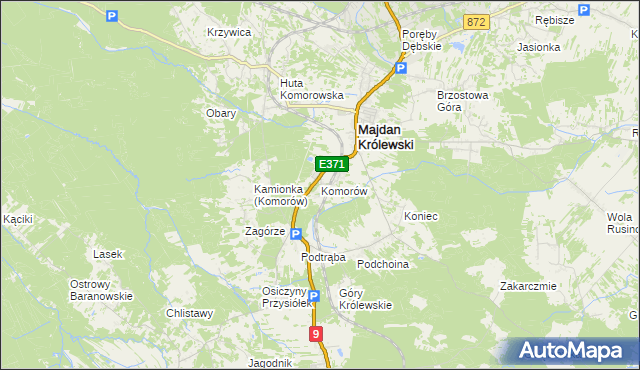 mapa Komorów gmina Majdan Królewski, Komorów gmina Majdan Królewski na mapie Targeo