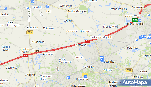 mapa Kotowice gmina Brwinów, Kotowice gmina Brwinów na mapie Targeo