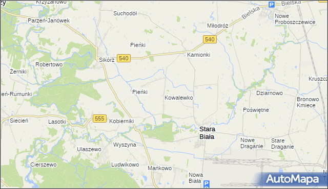 mapa Kowalewko gmina Stara Biała, Kowalewko gmina Stara Biała na mapie Targeo