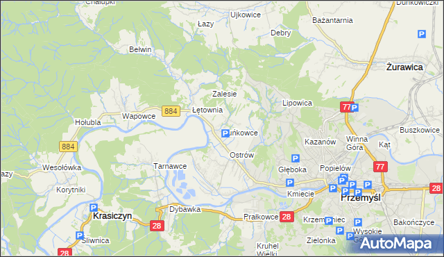 mapa Kuńkowce, Kuńkowce na mapie Targeo