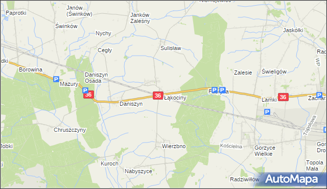 mapa Łąkociny, Łąkociny na mapie Targeo