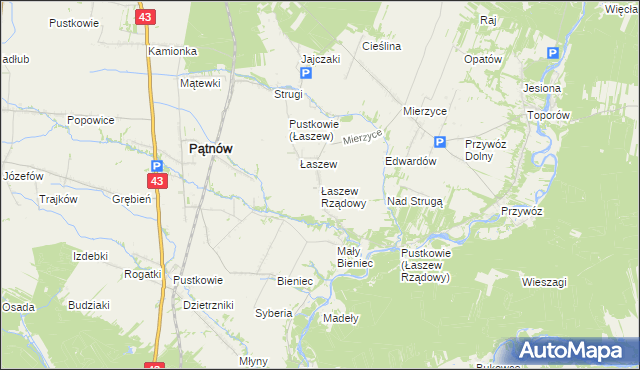 mapa Łaszew Rządowy, Łaszew Rządowy na mapie Targeo