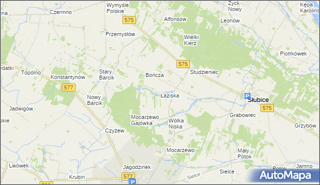 mapa Łaziska gmina Słubice, Łaziska gmina Słubice na mapie Targeo
