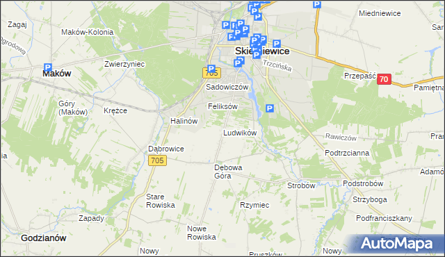 mapa Ludwików gmina Skierniewice, Ludwików gmina Skierniewice na mapie Targeo