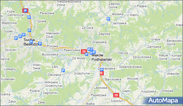 mapa Maków Podhalański, Maków Podhalański na mapie Targeo