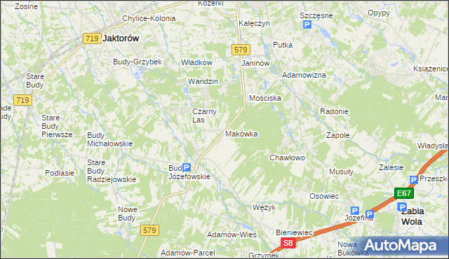 mapa Makówka gmina Grodzisk Mazowiecki, Makówka gmina Grodzisk Mazowiecki na mapie Targeo