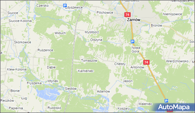 mapa Marcinków gmina Żarnów, Marcinków gmina Żarnów na mapie Targeo