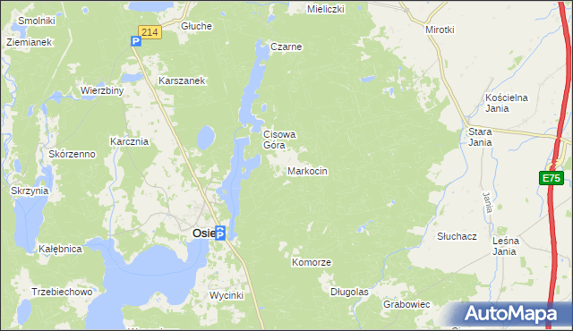 mapa Markocin gmina Osiek, Markocin gmina Osiek na mapie Targeo