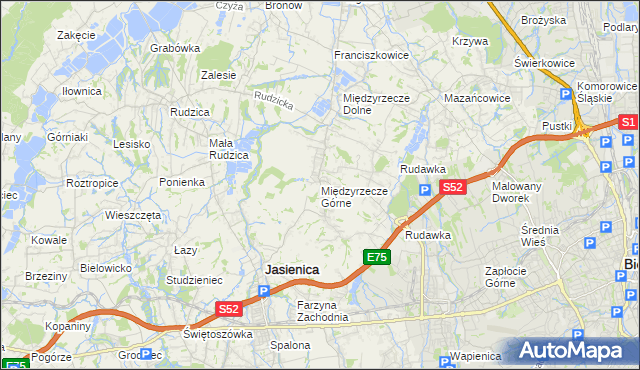 mapa Międzyrzecze Górne, Międzyrzecze Górne na mapie Targeo