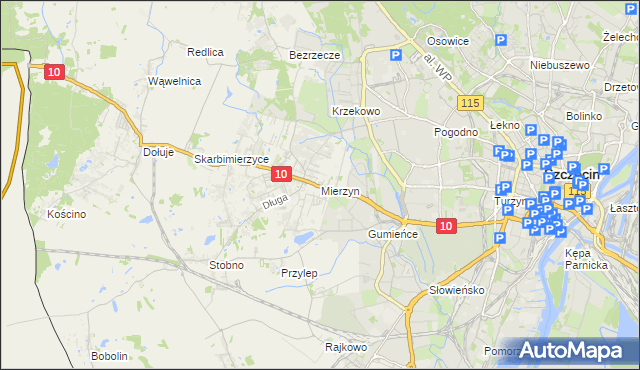 mapa Mierzyn gmina Dobra (Szczecińska), Mierzyn gmina Dobra (Szczecińska) na mapie Targeo