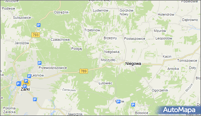 mapa Moczydło gmina Niegowa, Moczydło gmina Niegowa na mapie Targeo