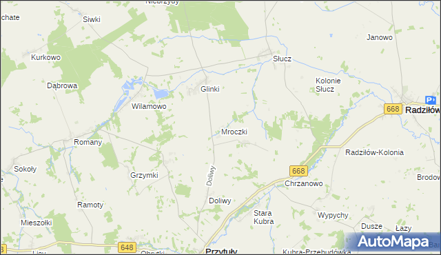 mapa Mroczki gmina Przytuły, Mroczki gmina Przytuły na mapie Targeo