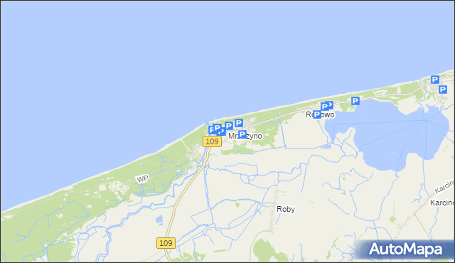 mapa Mrzeżyno, Mrzeżyno na mapie Targeo