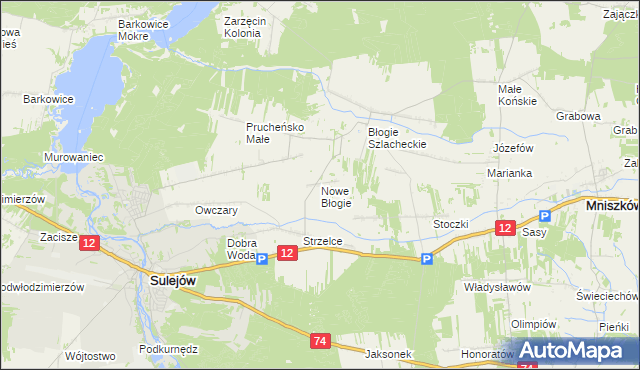 mapa Nowe Błogie, Nowe Błogie na mapie Targeo