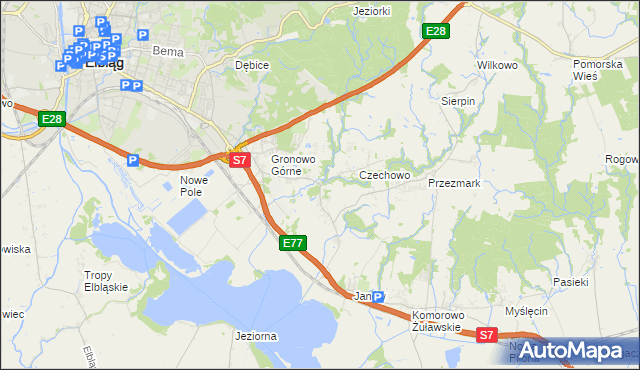 mapa Nowina gmina Elbląg, Nowina gmina Elbląg na mapie Targeo