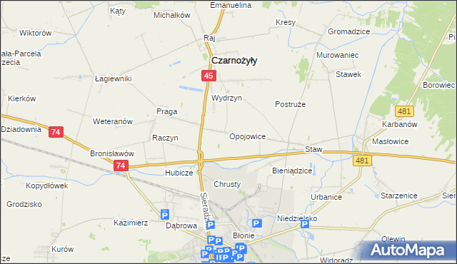 mapa Opojowice, Opojowice na mapie Targeo