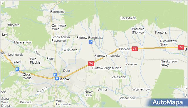 mapa Piotrów-Gułaczów, Piotrów-Gułaczów na mapie Targeo