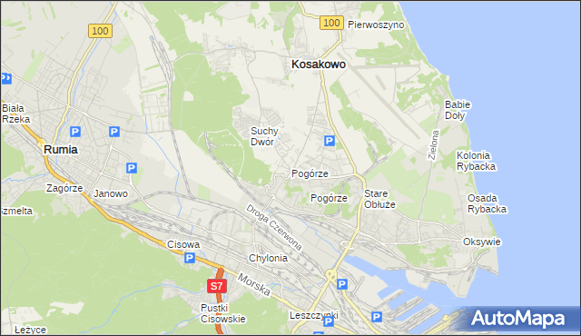 mapa Pogórze gmina Kosakowo, Pogórze gmina Kosakowo na mapie Targeo