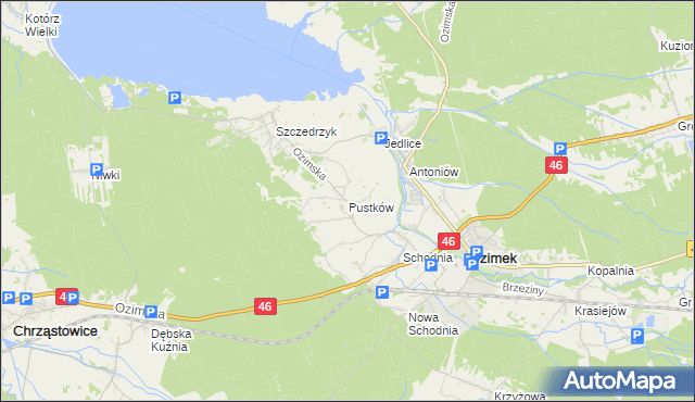 mapa Pustków gmina Ozimek, Pustków gmina Ozimek na mapie Targeo