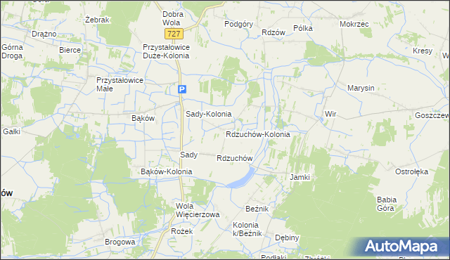 mapa Rdzuchów-Kolonia, Rdzuchów-Kolonia na mapie Targeo