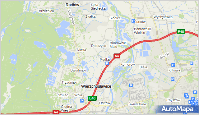 mapa Rudka gmina Wierzchosławice, Rudka gmina Wierzchosławice na mapie Targeo