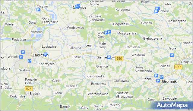 mapa Siemiechów gmina Gromnik, Siemiechów gmina Gromnik na mapie Targeo