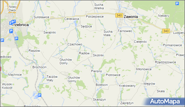 mapa Skotniki gmina Zawonia, Skotniki gmina Zawonia na mapie Targeo