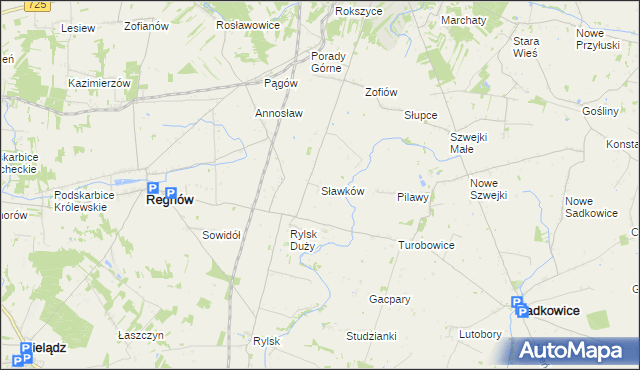 mapa Sławków gmina Regnów, Sławków gmina Regnów na mapie Targeo