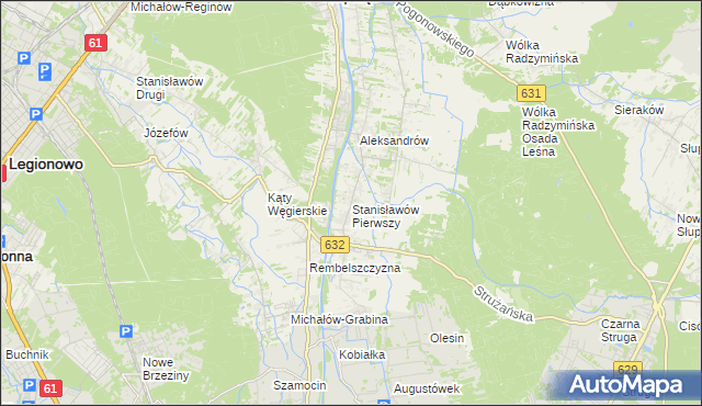 mapa Stanisławów Pierwszy gmina Nieporęt, Stanisławów Pierwszy gmina Nieporęt na mapie Targeo